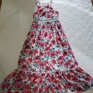 Japna Floral Dress in Pink and White